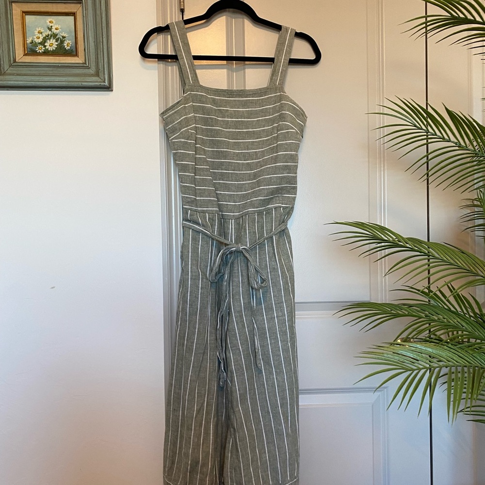 Beach•Lunch•Lounge Striped Linen Jumpsuit